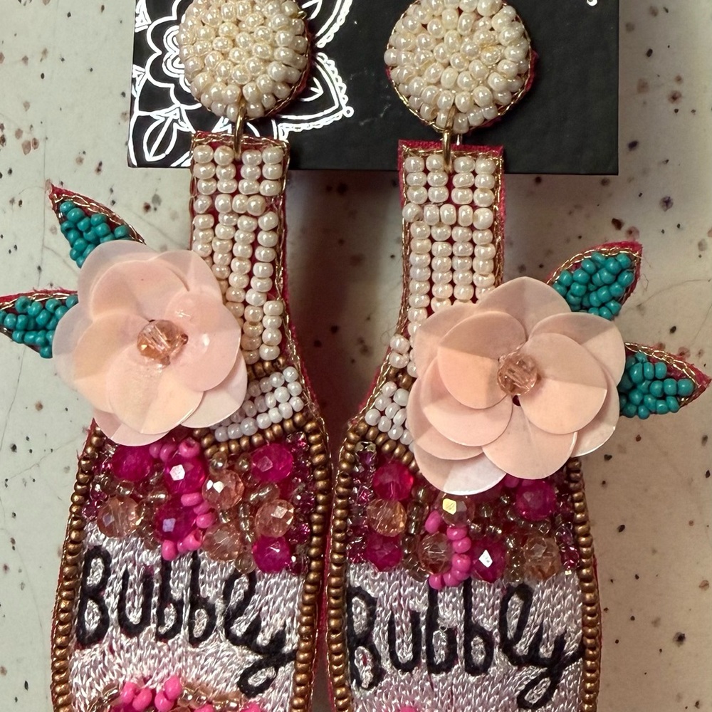 Beaded Bubbly Earrings with Floral Accents